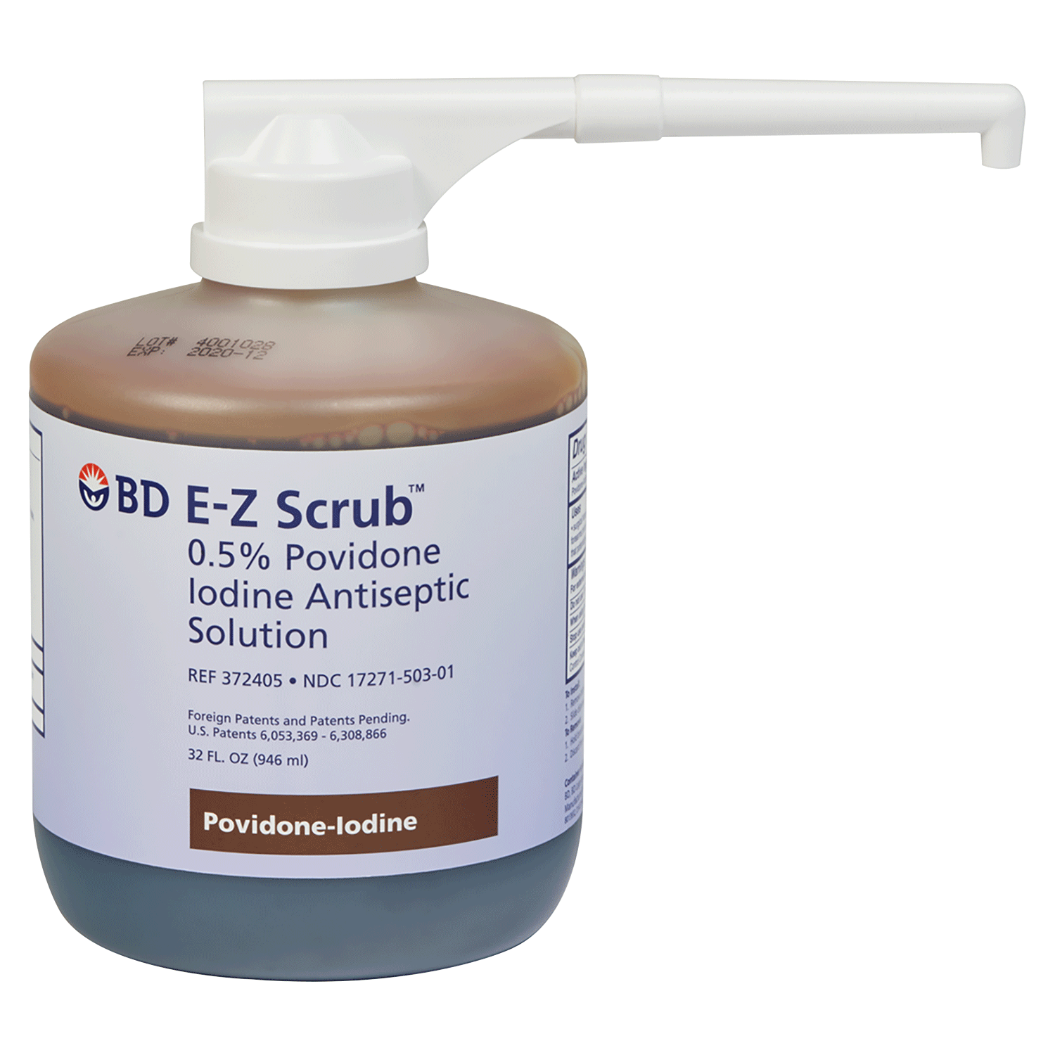 BD EZ Scrub™ 0.5 Povidone Iodine Antiseptic Solution Foot Pump, 32